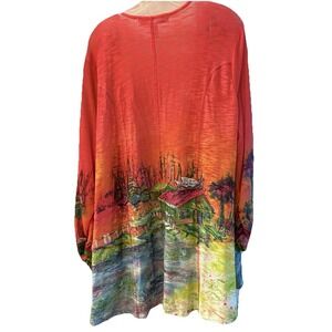 Leoma Lovegrove 2XL Cardigan Island Station Wearable Art Tropical Beach Scene